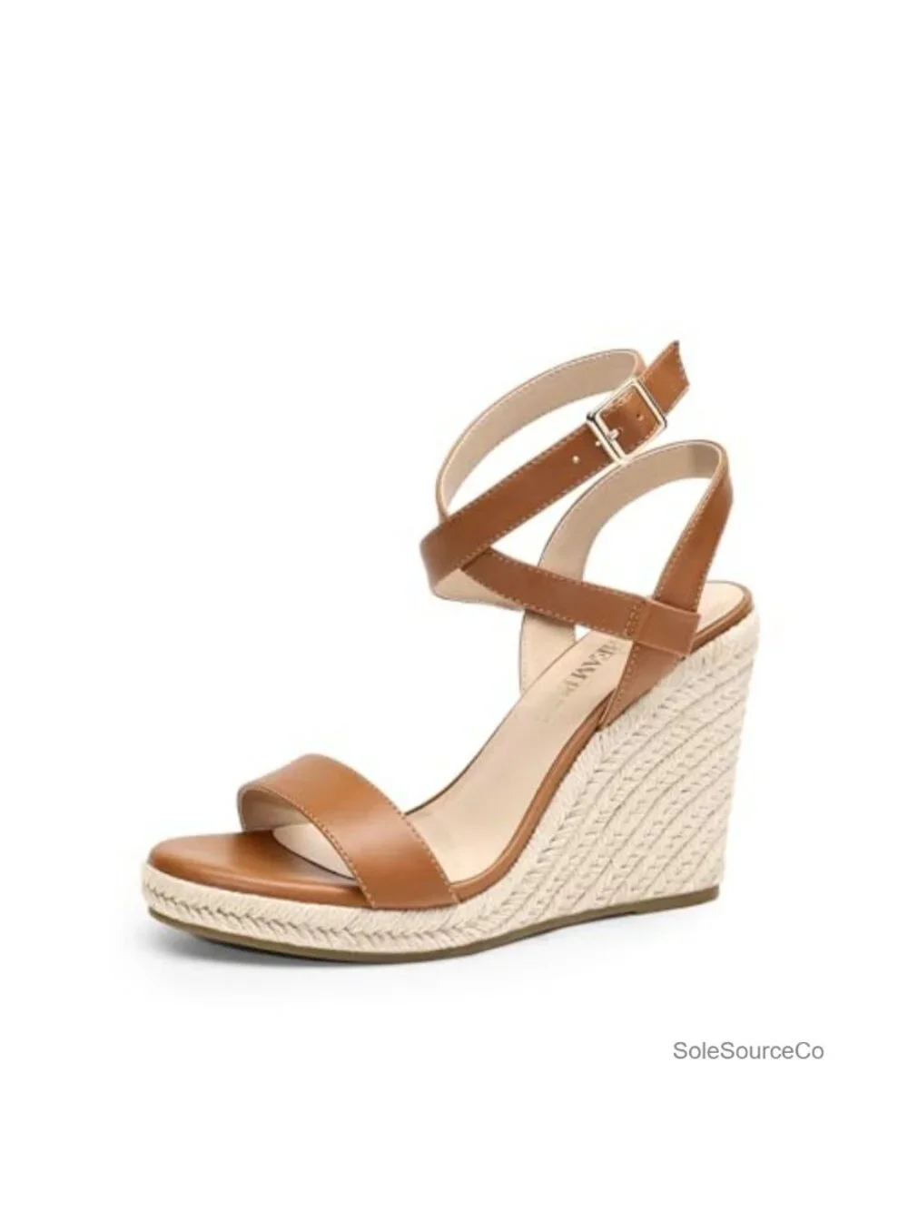 Women's Espadrille Platform Wedge Sandals - PU Ankle Strap Open Toe